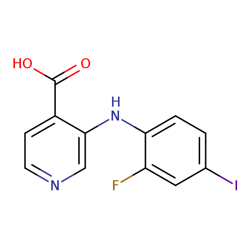Ic1ccc(c(c1)F)Nc1cnccc1C(=O)O
