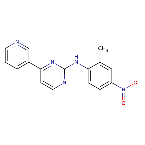 Cc1cc(ccc1Nc1nccc(n1)c1cccnc1)[N+](=O)[O-]