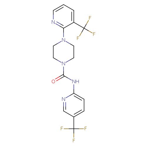 O=C(N1CCN(CC1)c1ncccc1C(F)(F)F)Nc1ccc(cn1)C(F)(F)F