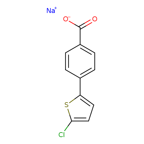 [O-]C(=O)c1ccc(cc1)c1ccc(s1)Cl.[Na+]