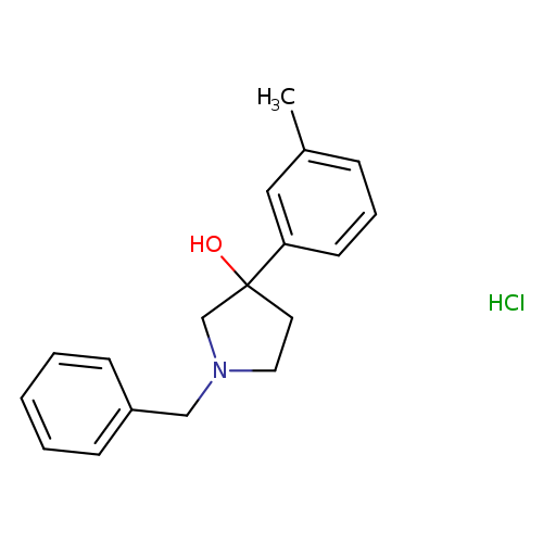 Cc1cccc(c1)C1(O)CCN(C1)Cc1ccccc1.Cl