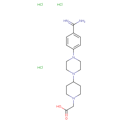 OC(=O)CN1CCC(CC1)N1CCN(CC1)c1ccc(cc1)C(=N)N.Cl.Cl.Cl