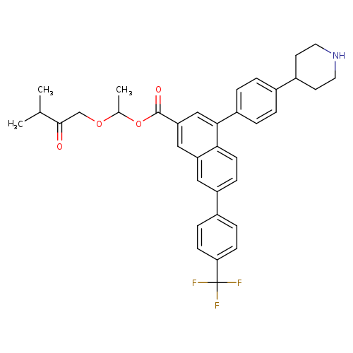 CC(OC(=O)c1cc2cc(ccc2c(c1)c1ccc(cc1)C1CCNCC1)c1ccc(cc1)C(F)(F)F)OCC(=O)C(C)C