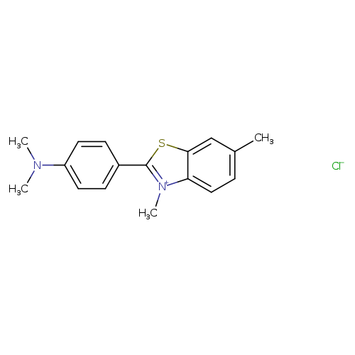 Cc1ccc2c(c1)sc([n+]2C)c1ccc(cc1)N(C)C.[Cl-]