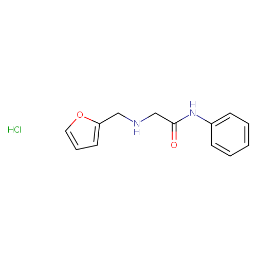 O=C(Nc1ccccc1)CNCc1ccco1.Cl