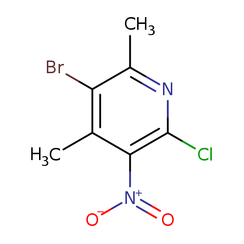 [O-][N+](=O)c1c(Cl)nc(c(c1C)Br)C