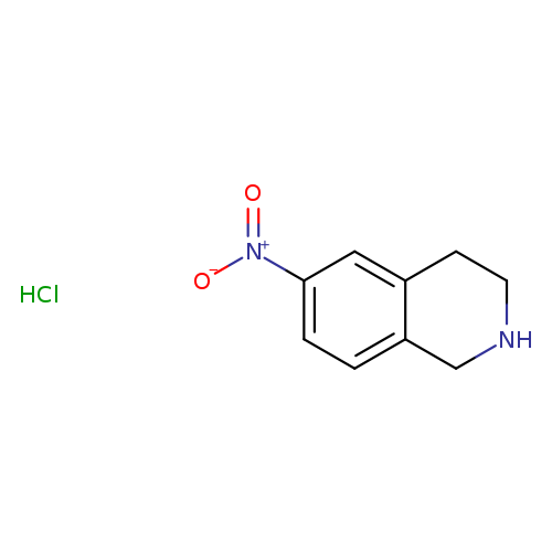 [O-][N+](=O)c1ccc2c(c1)CCNC2.Cl