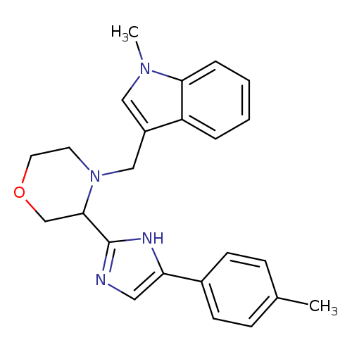 Cc1ccc(cc1)c1cnc([nH]1)C1COCCN1Cc1cn(c2c1cccc2)C