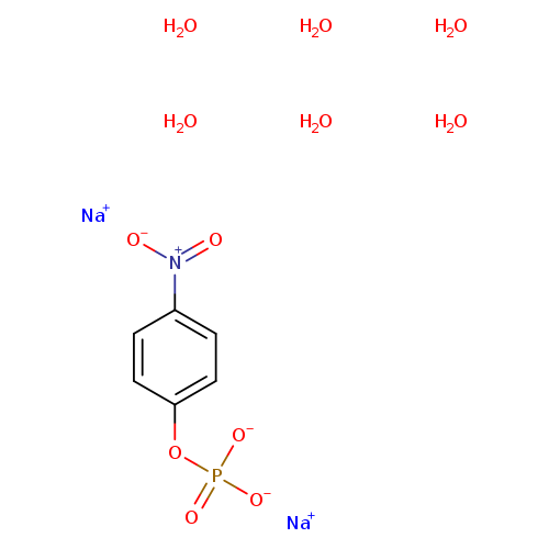 [O-][N+](=O)c1ccc(cc1)OP(=O)([O-])[O-].[Na+].[Na+].O.O.O.O.O.O