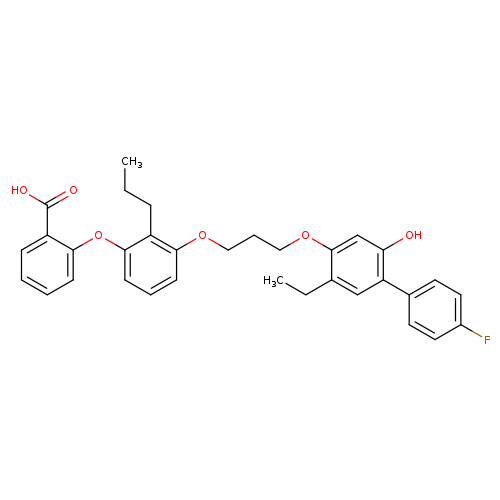 CCCc1c(OCCCOc2cc(O)c(cc2CC)c2ccc(cc2)F)cccc1Oc1ccccc1C(=O)O