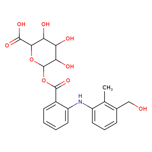 OCc1cccc(c1C)Nc1ccccc1C(=O)OC1OC(C(=O)O)C(C(C1O)O)O