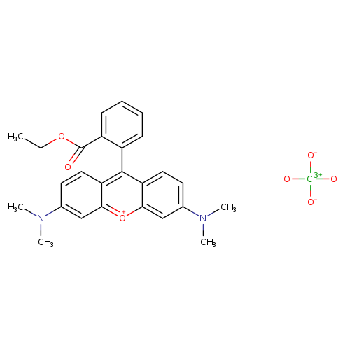 [O-][Cl](=O)(=O)=O.CCOC(=O)c1ccccc1c1c2ccc(cc2[o+]c2c1ccc(c2)N(C)C)N(C)C