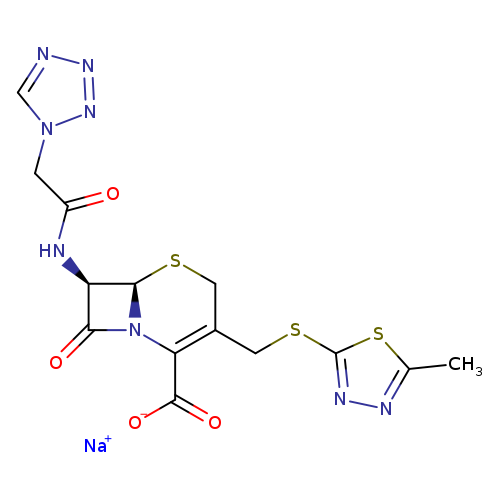 O=C(N[C@@H]1C(=O)N2[C@@H]1SCC(=C2C(=O)[O-])CSc1nnc(s1)C)Cn1cnnn1.[Na+]