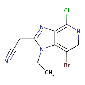 N#CCc1nc2c(n1CC)c(Br)cnc2Cl