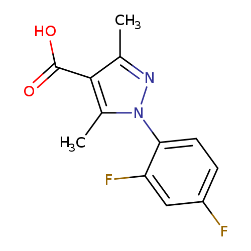 Fc1ccc(c(c1)F)n1nc(c(c1C)C(=O)O)C