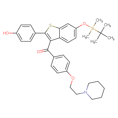 Oc1ccc(cc1)c1sc2c(c1C(=O)c1ccc(cc1)OCCN1CCCCC1)ccc(c2)O[Si](C(C)(C)C)(C)C
