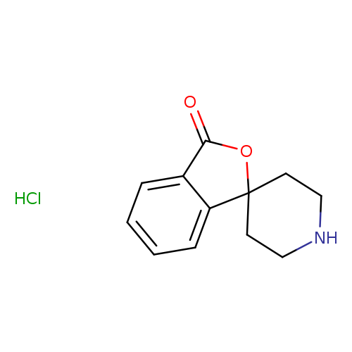 O=C1OC2(c3c1cccc3)CCNCC2.Cl