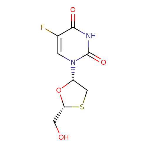 OC[C@@H]1O[C@@H](CS1)n1cc(F)c(=O)[nH]c1=O