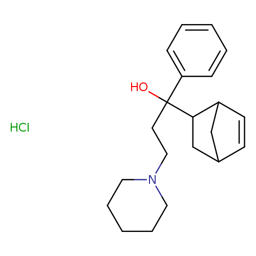 OC(C1CC2CC1C=C2)(c1ccccc1)CCN1CCCCC1.Cl