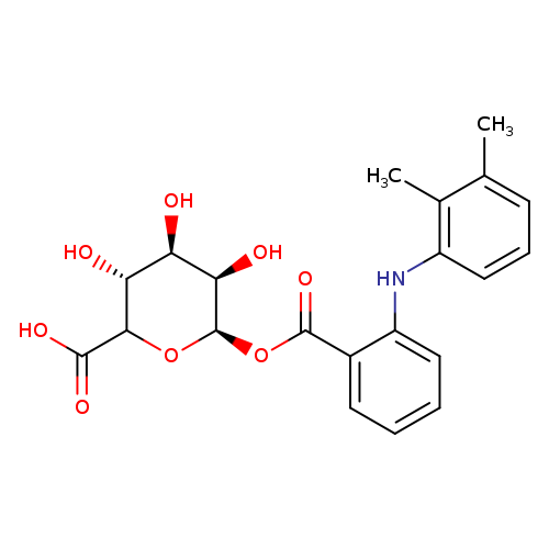 OC(=O)C1O[C@H](OC(=O)c2ccccc2Nc2cccc(c2C)C)[C@@H]([C@@H]([C@H]1O)O)O