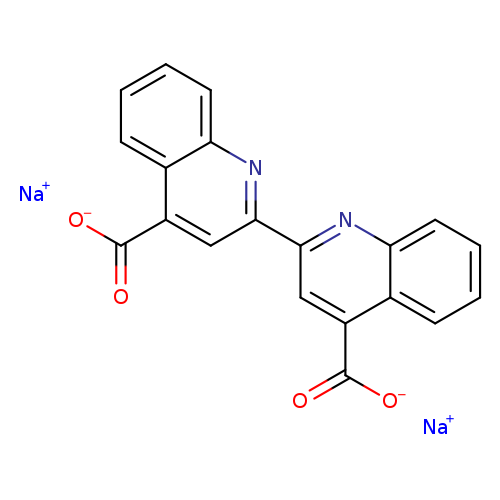 [O-]C(=O)c1cc(nc2c1cccc2)c1nc2ccccc2c(c1)C(=O)[O-].[Na+].[Na+]