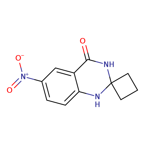 O=C1NC2(CCC2)Nc2c1cc(cc2)[N+](=O)[O-]