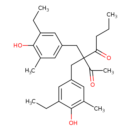 CCCC(=O)C(C(=O)C)(Cc1cc(C)c(c(c1)CC)O)Cc1cc(C)c(c(c1)CC)O