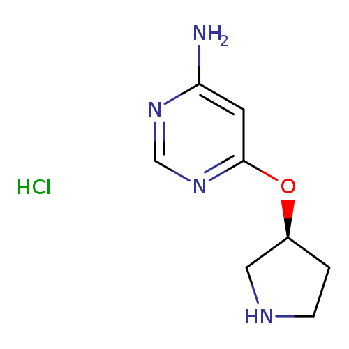 Nc1ncnc(c1)O[C@@H]1CNCC1.Cl
