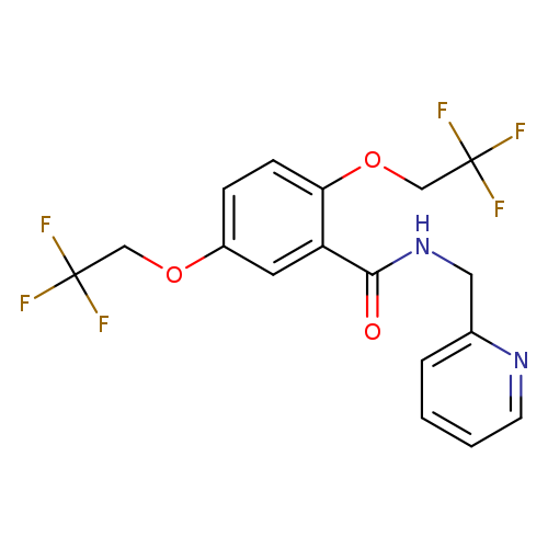 O=C(c1cc(OCC(F)(F)F)ccc1OCC(F)(F)F)NCc1ccccn1
