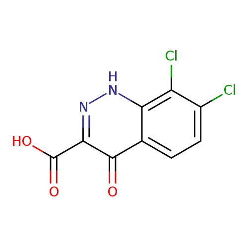 OC(=O)c1n[nH]c2c(c1=O)ccc(c2Cl)Cl