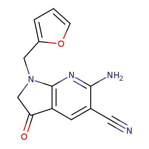 N#Cc1cc2C(=O)CN(c2nc1N)Cc1ccco1