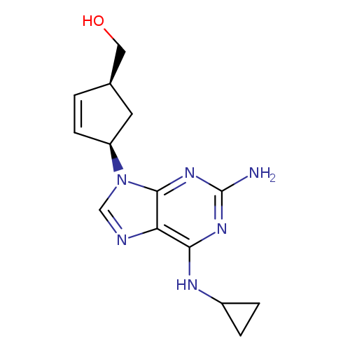 OC[C@@H]1C=C[C@@H](C1)n1cnc2c1nc(N)nc2NC1CC1