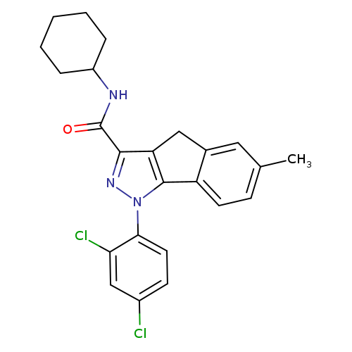Cc1ccc2c(c1)Cc1c2n(nc1C(=O)NC1CCCCC1)c1ccc(cc1Cl)Cl