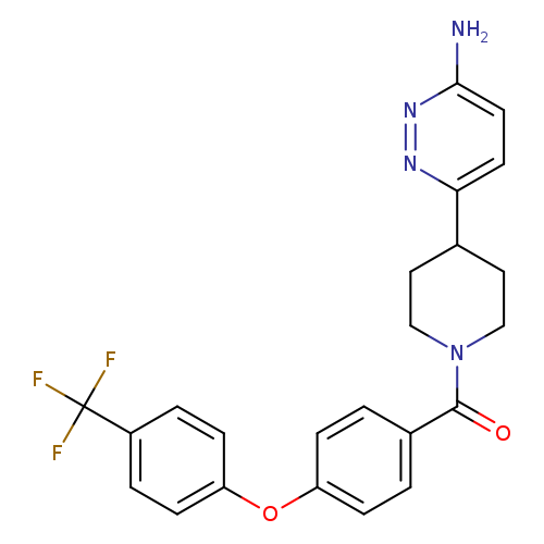 Nc1ccc(nn1)C1CCN(CC1)C(=O)c1ccc(cc1)Oc1ccc(cc1)C(F)(F)F