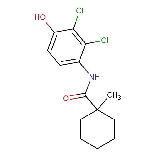 O=C(C1(C)CCCCC1)Nc1ccc(c(c1Cl)Cl)O
