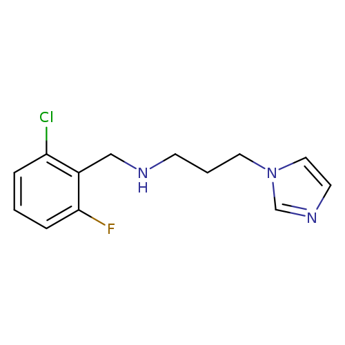 Fc1cccc(c1CNCCCn1ccnc1)Cl