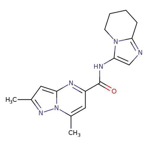 Cc1nn2c(c1)nc(cc2C)C(=O)Nc1cnc2n1CCCC2