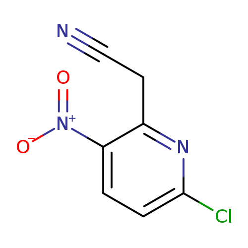 [O-][N+](=O)c1ccc(nc1CC#N)Cl