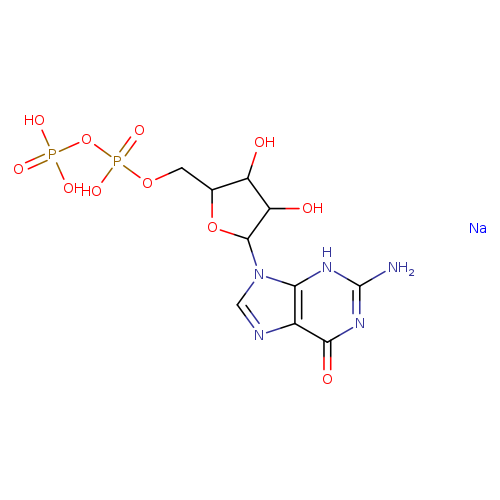 OC1C(COP(=O)(OP(=O)(O)O)O)OC(C1O)n1cnc2c1[nH]c(N)nc2=O.[Na]