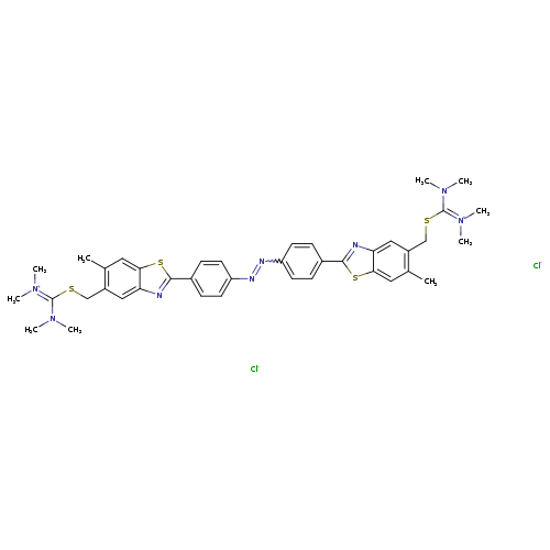Cc1cc2sc(nc2cc1CSC(=[N+](C)C)N(C)C)c1ccc(cc1)N=Nc1ccc(cc1)c1sc2c(n1)cc(c(c2)C)CSC(=[N+](C)C)N(C)C.[Cl-].[Cl-]