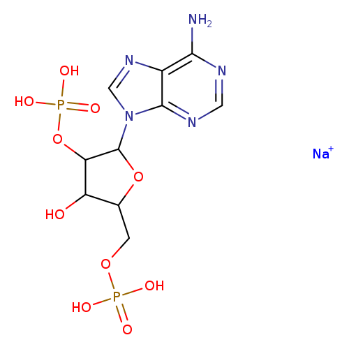 OC1C(COP(=O)(O)O)OC(C1OP(=O)(O)O)n1cnc2c1ncnc2N.[Na+]