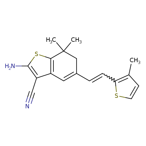 N#Cc1c(N)sc2c1C=C(C=Cc1sccc1C)CC2(C)C