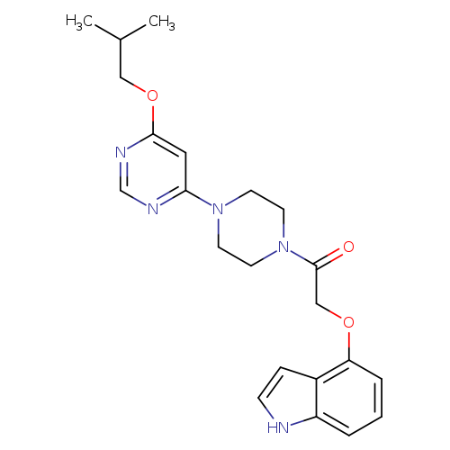 CC(COc1ncnc(c1)N1CCN(CC1)C(=O)COc1cccc2c1cc[nH]2)C