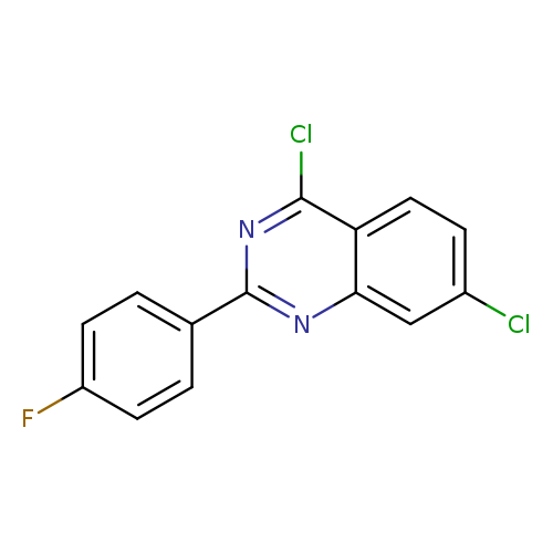 Fc1ccc(cc1)c1nc(Cl)c2c(n1)cc(cc2)Cl