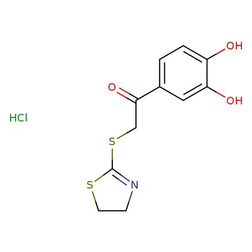 O=C(c1ccc(c(c1)O)O)CSC1=NCCS1.Cl