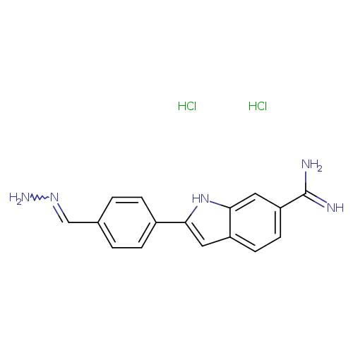 NN=Cc1ccc(cc1)c1cc2c([nH]1)cc(cc2)C(=N)N.Cl.Cl