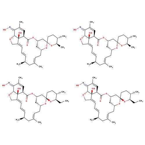 O/N=C1/C(=C[C@@H]2[C@]3([C@@H]1OC/C/3=CC=C[C@H](C)C/C(=C/C[C@@H]1C[C@H](OC2=O)C[C@@]2(O1)CC[C@@H]([C@H](O2)C)C)/C)O)C.O/N=C1/C(=C[C@@H]2[C@]3([C@@H]1OC/C/3=CC=C[C@H](C)C/C(=C/C[C@@H]1C[C@H](OC2=O)C[C@@]2(O1)CC[C@@H]([C@H](O2)C)C)/C)O)C.CC[C@H]1O[C@]2(CC[C@@H]1C)C[C@@H]1C[C@H](O2)C/C=C(C)/C[C@@H](C)/C=C/C=C2/[C@]3([C@H](C(=O)O1)C=C(C)/C(=N/O)/[C@H]3OC2)O.CC[C@H]1O[C@]2(CC[C@@H]1C)C[C@@H]1C[C@H](O2)C/C=C(C)/C[C@@H](C)/C=C/C=C2/[C@]3([C@H](C(=O)O1)C=C(C)/C(=N/O)/[C@H]3OC2)O