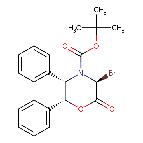 O=C1O[C@H](c2ccccc2)[C@@H](N([C@H]1Br)C(=O)OC(C)(C)C)c1ccccc1