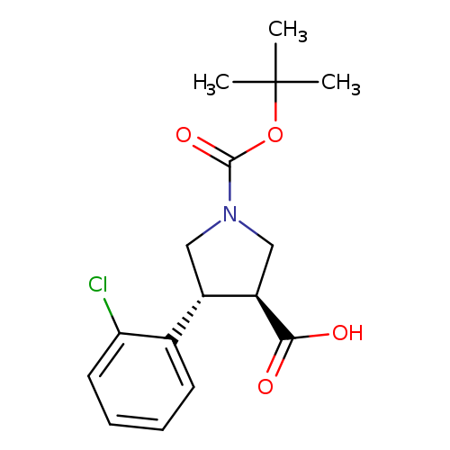 O=C(N1C[C@H]([C@@H](C1)c1ccccc1Cl)C(=O)O)OC(C)(C)C
