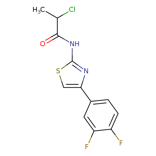 O=C(C(Cl)C)Nc1scc(n1)c1ccc(c(c1)F)F